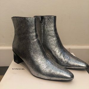 Vince Mid-heel Silver Metallic Boots